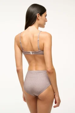STAUD JO BALCONETTE BIKINI TOP DARK CHOCOLATE MICRO CHECK><noscript><img width=