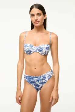 STAUD JO BALCONETTE BIKINI TOP BLUE TOILE> Swim|Bikinis