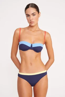 STAUD JO BALCONETTE BIKINI TOP NAVY COLORBLOCK> Swim|Bikinis