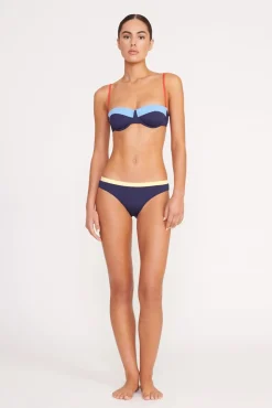 STAUD JO BALCONETTE BIKINI TOP NAVY COLORBLOCK> Swim|Bikinis
