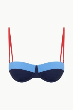 STAUD JO BALCONETTE BIKINI TOP NAVY COLORBLOCK><noscript><img width=