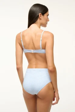 STAUD JO BALCONETTE BIKINI TOP SKY MICRO CHECK> Swim|Bikinis