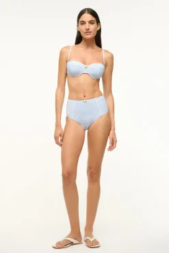 STAUD JO BALCONETTE BIKINI TOP SKY MICRO CHECK><noscript><img width=