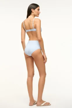 STAUD JO BALCONETTE BIKINI TOP SKY MICRO CHECK><noscript><img width=