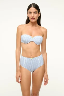 STAUD JO BALCONETTE BIKINI TOP SKY MICRO CHECK><noscript><img width=