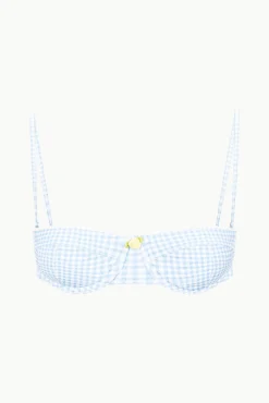 STAUD JO BALCONETTE BIKINI TOP SKY MICRO CHECK><noscript><img width=