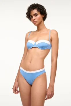 STAUD JO BALCONETTE BIKINI TOP AZURE WHITE> Swim