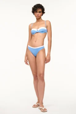 STAUD JO BALCONETTE BIKINI TOP AZURE WHITE> Swim
