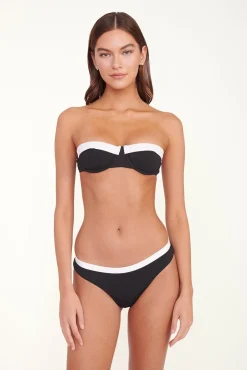 STAUD JO BALCONETTE BIKINI TOP BLACK WHITE> Swim|Bikinis