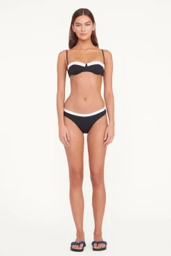 STAUD JO BALCONETTE BIKINI TOP BLACK WHITE> Swim|Bikinis