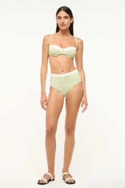 STAUD JO BALCONETTE BIKINI TOP PALE JADE/WHITE><noscript><img width=