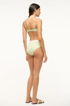 STAUD JO BALCONETTE BIKINI TOP PALE JADE/WHITE><noscript><img width=
