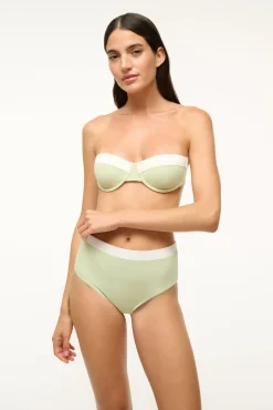 STAUD JO BALCONETTE BIKINI TOP PALE JADE/WHITE><noscript><img width=
