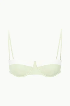 STAUD JO BALCONETTE BIKINI TOP PALE JADE/WHITE><noscript><img width=