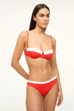 STAUD JO BALCONETTE TOP RED WHITE> Swim|Bikinis
