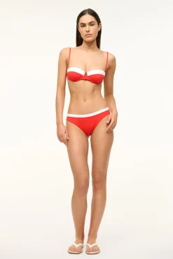 STAUD JO BALCONETTE TOP RED WHITE> Swim|Bikinis
