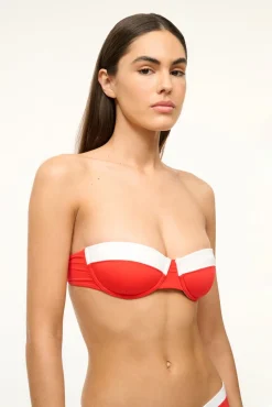 STAUD JO BALCONETTE TOP RED WHITE><noscript><img width=