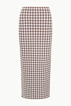 STAUD KARINA SKIRT DARK CHOCOLATE GINGHAM><noscript><img width=