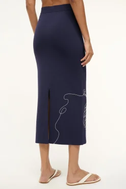 STAUD KARINA SKIRT NAVY WHITE><noscript><img width=