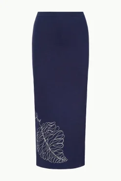 STAUD KARINA SKIRT NAVY WHITE><noscript><img width=
