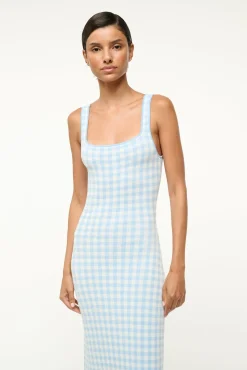 STAUD KATIE DRESS SKY GINGHAM><noscript><img width=