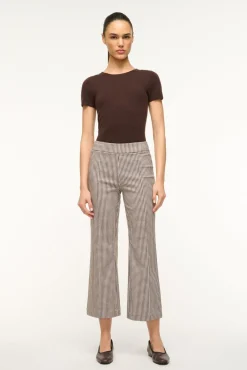 STAUD KNACK PANT DARK CHOCOLATE MICRO CHECK> Pants & Shorts