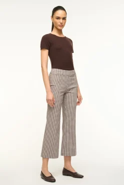 STAUD KNACK PANT DARK CHOCOLATE MICRO CHECK> Pants & Shorts
