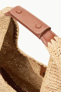 STAUD LARGE RAFFIA MOON TOTE BAG NATURAL TAN><noscript><img width=