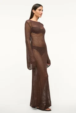 STAUD LORENA DRESS DARK CHOCOLATE> Swim|Cover-ups