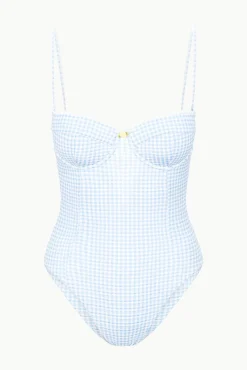 STAUD MAEVE ONE PIECE SKY MICRO CHECK><noscript><img width=