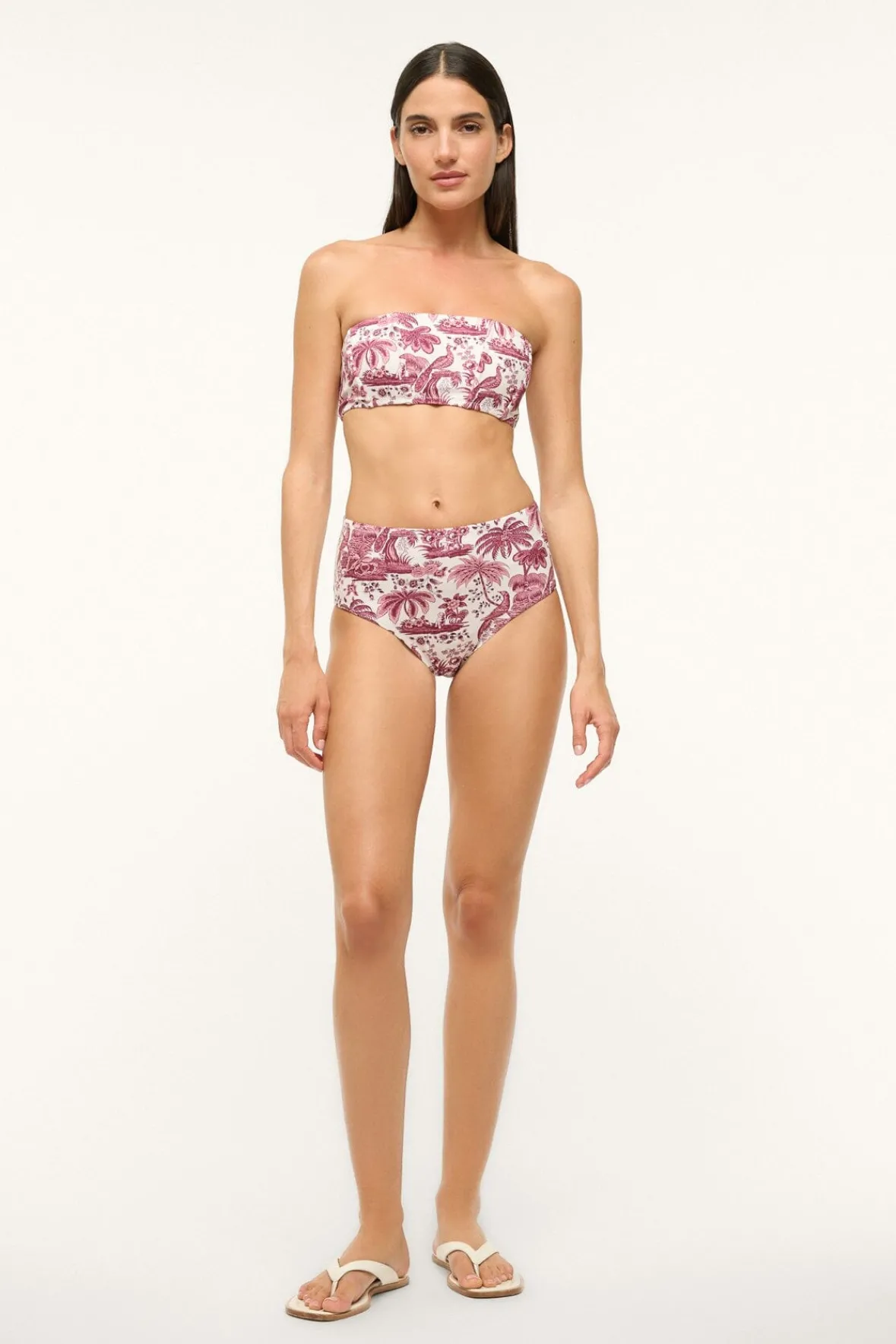 STAUD MALA BIKINI TOP BORDEAUX TOILE> Swim|Bikinis