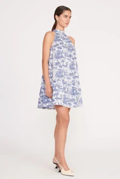 STAUD MARLOWE DRESS BLUE TOILE><noscript><img width=