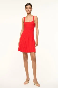 STAUD MINI ELLISON DRESS RED ROSE> Knit Dresses|Mini Dresses