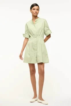 STAUD MINI LORENZA DRESS PALE JADE> Mini Dresses|Dresses