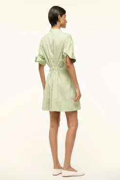 STAUD MINI LORENZA DRESS PALE JADE> Mini Dresses|Dresses