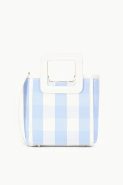 STAUD MINI SHIRLEY BAG SKY GINGHAM> Crossbody