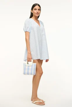 STAUD MINI SHIRLEY BAG SKY GINGHAM> Crossbody