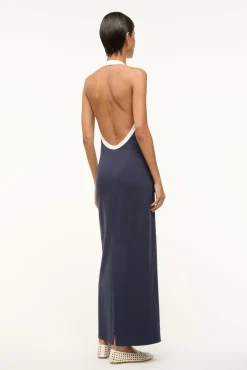STAUD NAOMI DRESS NAVY WHITE> Maxi Dresses|Dresses