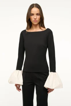 STAUD PAIGE TOP BLACK IVORY> Tops
