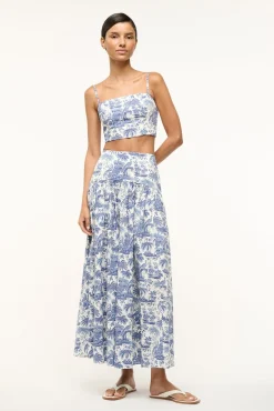 STAUD PROCIDA SKIRT BLUE TOILE> Skirts