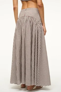 STAUD PROCIDA SKIRT DARK CHOCOLATE GINGHAM><noscript><img width=