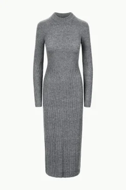STAUD RAMONA DRESS CHARCOAL GREY><noscript><img width=