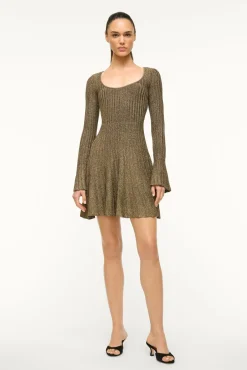 STAUD RAQUEL DRESS METALLIC GOLD> Knit Dresses|Mini Dresses