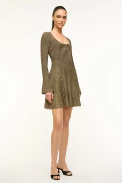 STAUD RAQUEL DRESS METALLIC GOLD><noscript><img width=