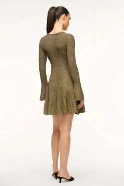 STAUD RAQUEL DRESS METALLIC GOLD><noscript><img width=