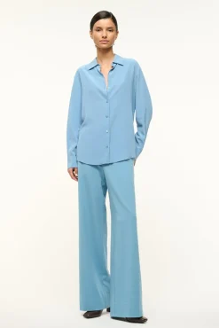 STAUD ROXBURY SILK SHIRT BLACK> Tops