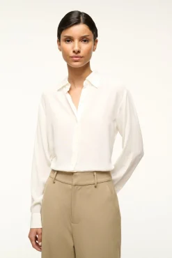 STAUD ROXBURY SILK SHIRT> Tops