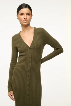 STAUD SHOKO CASHMERE SWEATER DARK OLIVE><noscript><img width=