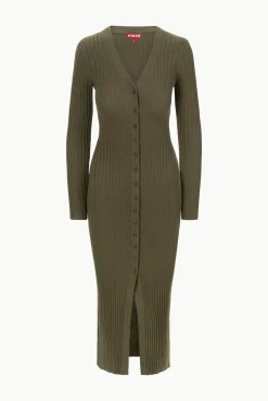 STAUD SHOKO CASHMERE SWEATER DARK OLIVE><noscript><img width=
