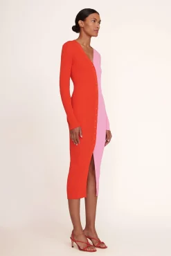 STAUD SHOKO SWEATER POPPY ROSEBUD> Knit Dresses|Midi Dresses